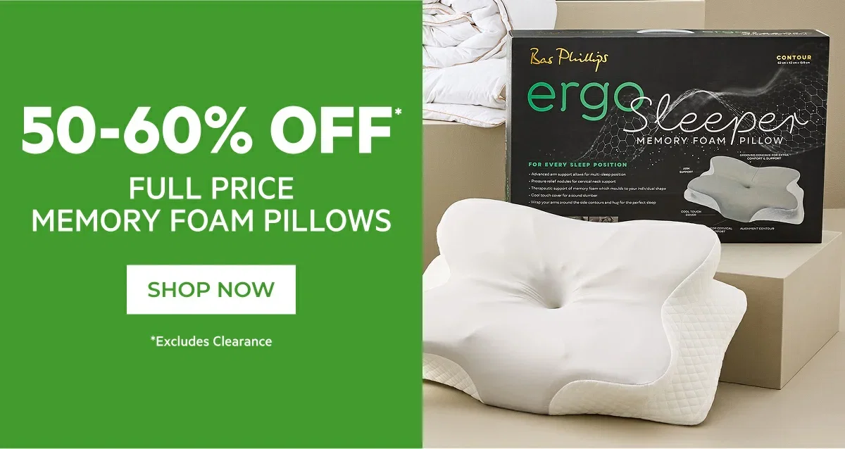 50-60% OFF* FULL PRICE MEMORY FOAM PILLOWS