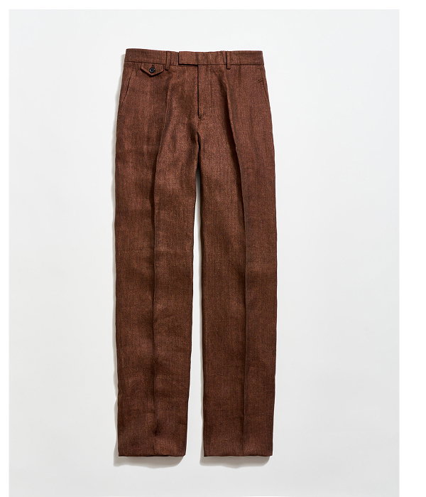 Linen Flat Front Trouser in Umber