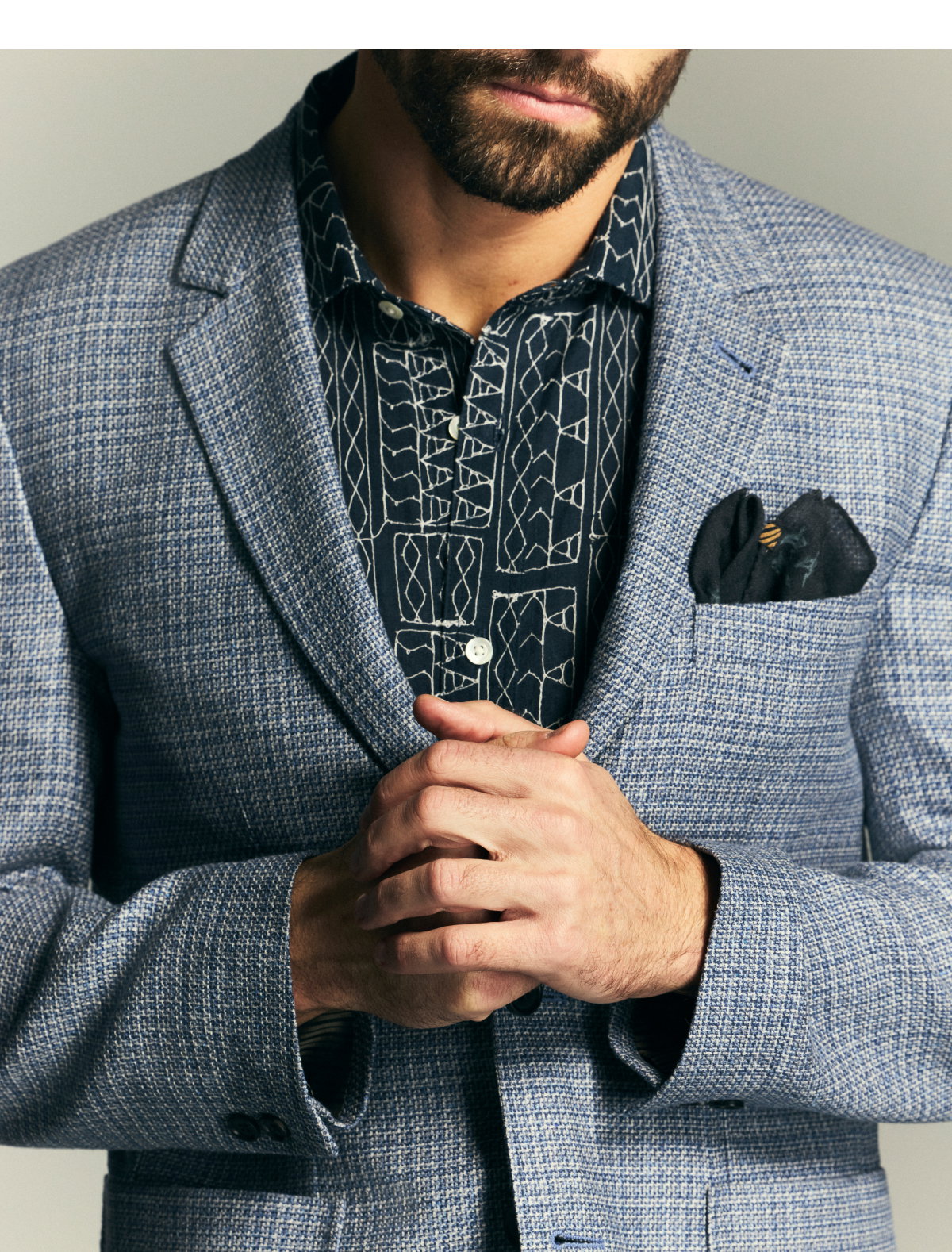 Model wears the suiting