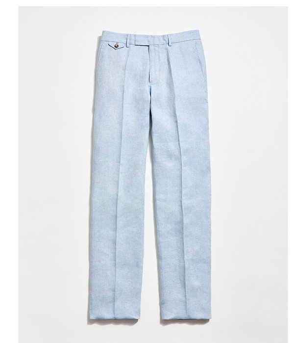 Air Blue Linen Flat Front Trouser