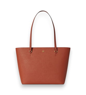 Bolso tote Karly mediano de piel cruzada marrón