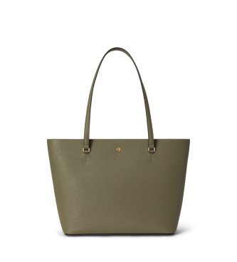 Bolso tote Karly mediano de piel cruzada verde