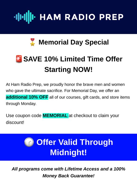 24 HOURS LEFT 🕑 MEMORIAL DAY SALE!