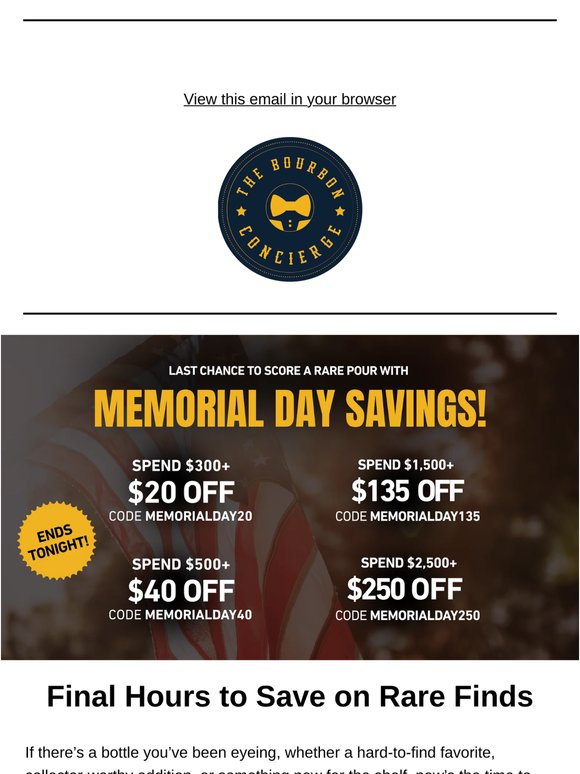 Blanton’s, Van Winkle, Weller & More — Final Hours for Memorial Day Offers