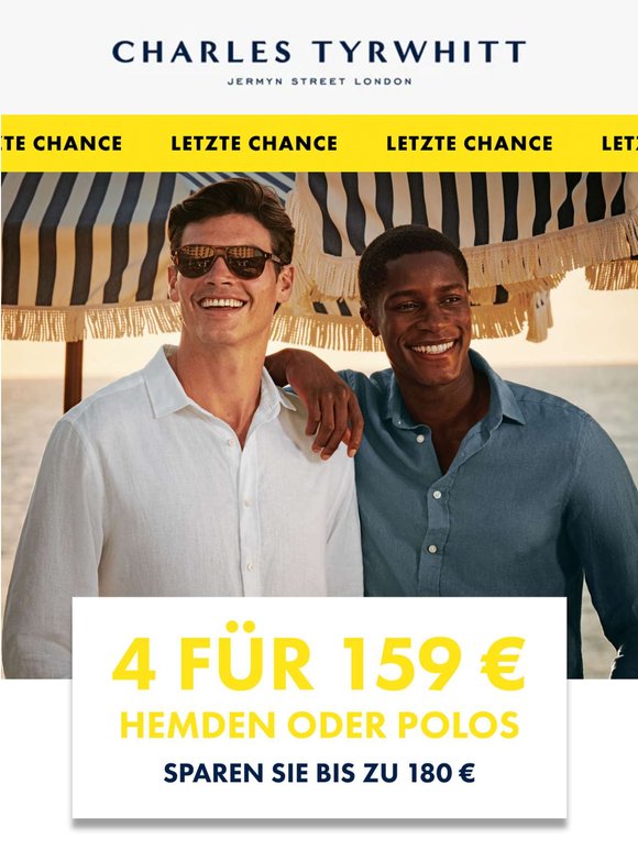 Nur noch wenige Stunden: 4 Bestseller-Hemden für 159 €!