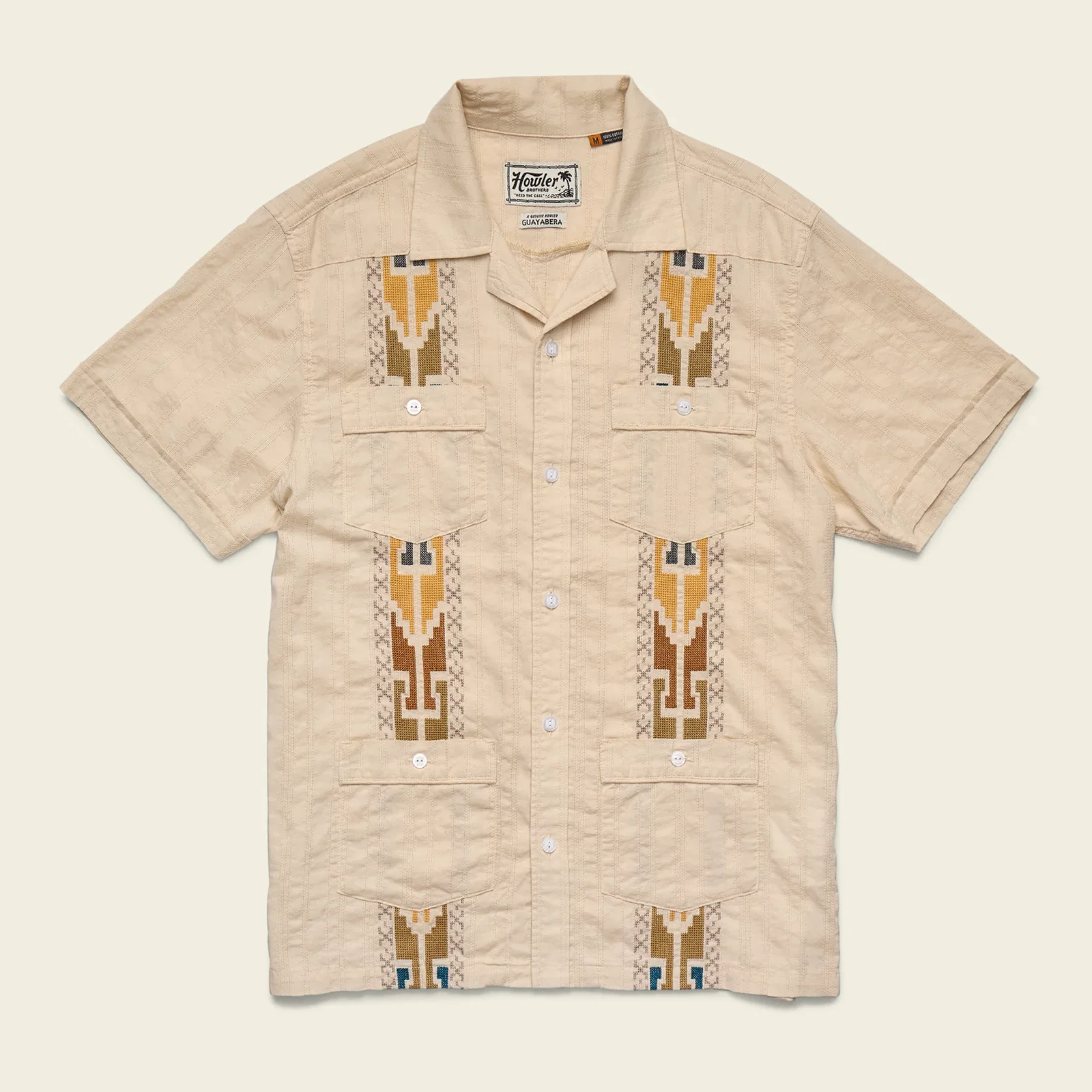 Image of Guayabera Shirt - Temple Tracks : Oatmeal