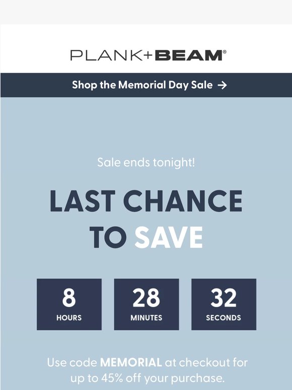 Hurry! Memorial Day Savings End Tonight
