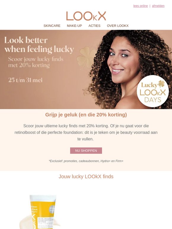 Look better when feeling lucky! 20% korting op ALLES*🍀🤞