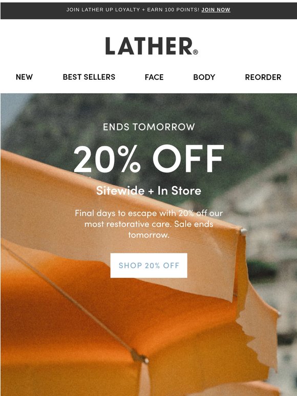 20% Off Ends Tomorrow