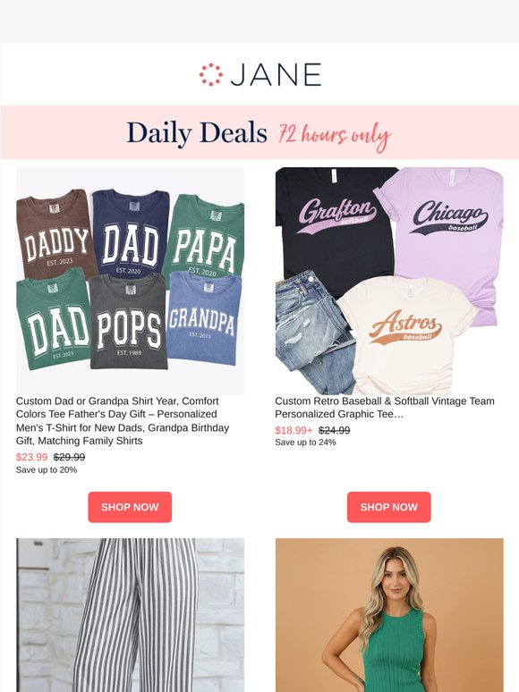 Daily Deals: Retro Vintage Baseball Graphic Tees | Custom Dad or Grandpa Shirt Year | Marleigh Loose Summer Pants | & More!