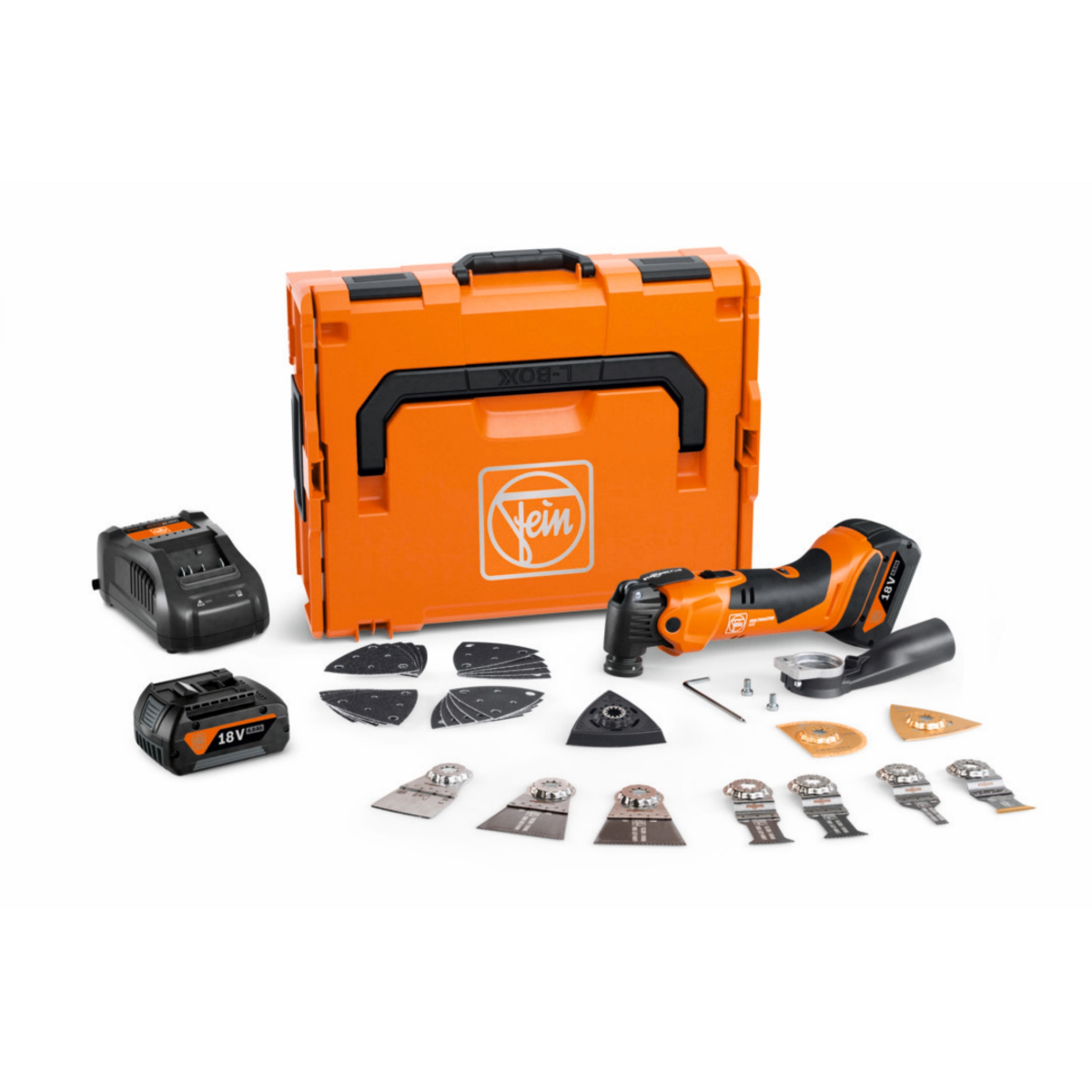Fein AMM500 Multimaster Plus Top 18V Li-ion Accu Multitool set (2x 4.0Ah) in L-Boxx incl. 30-Delige accessoires set