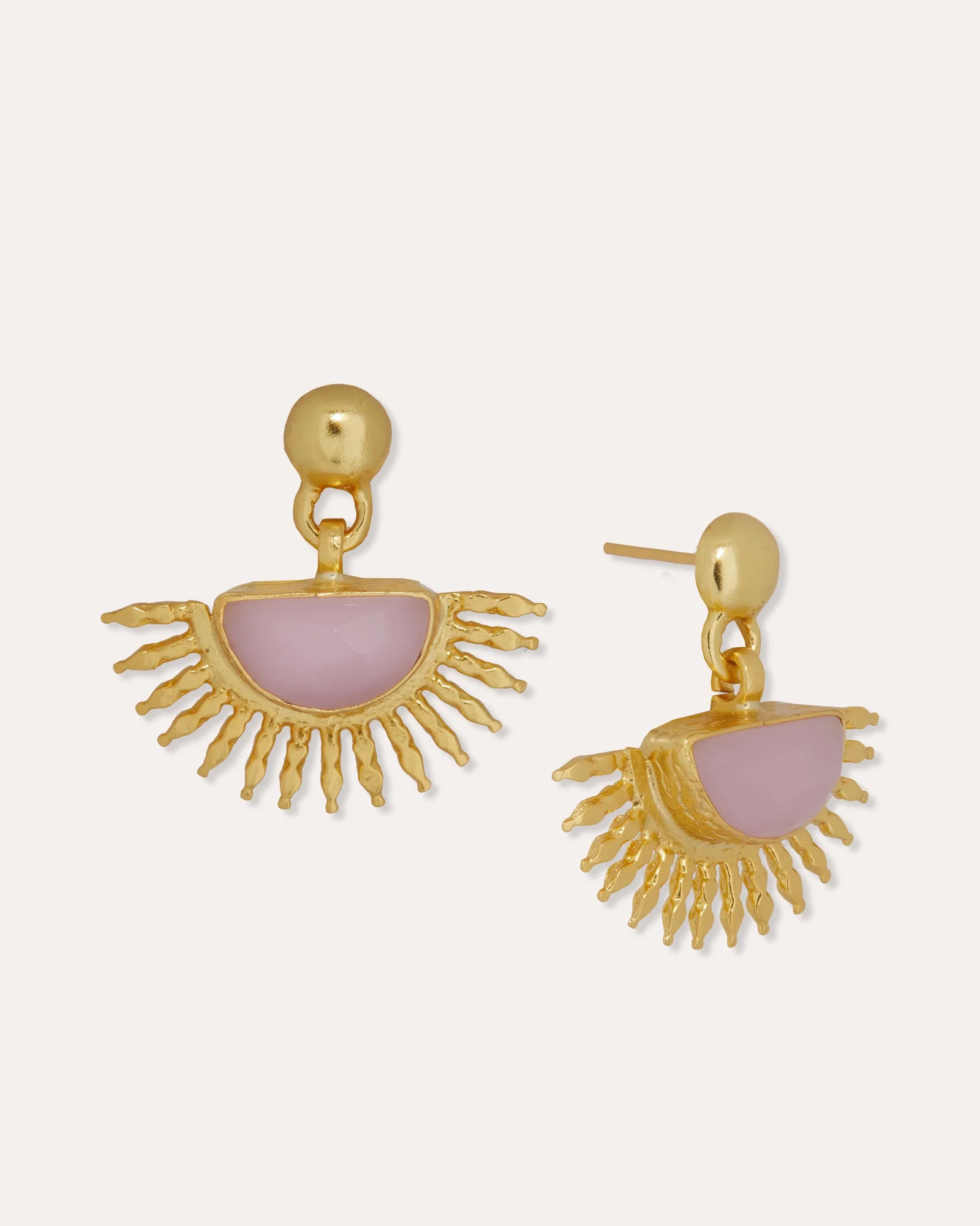 Image of Sunrise Rose Quartz Drop Stud Earrings