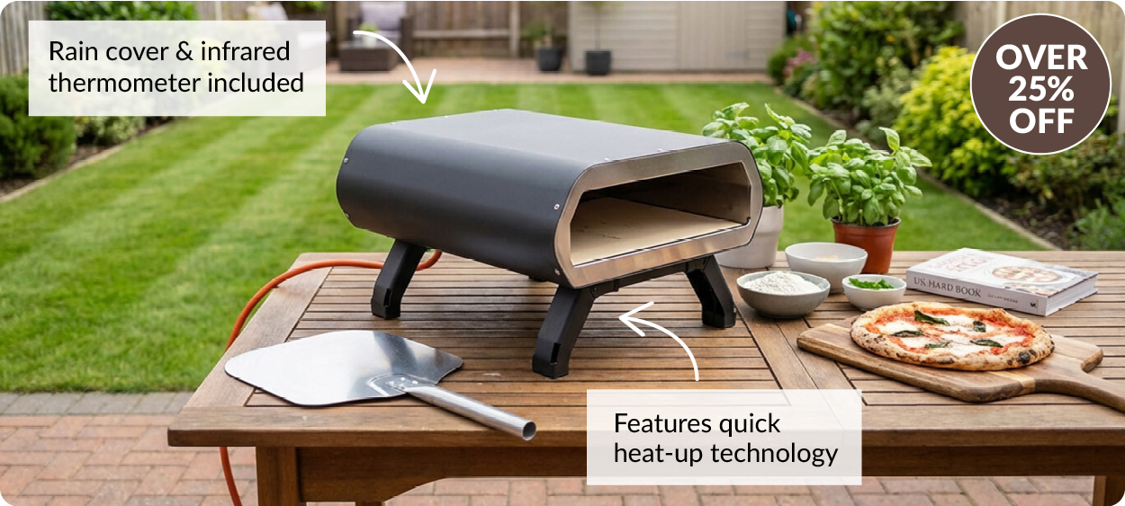 over 25% off. rain cover & infrared thermometer included. Features quick heat-up technology