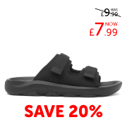 shoezone Mens Black EVA Twin Strap Slip On Mule Sandal