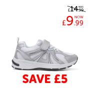 XL Kids Silver & White Easy Fasten Trainer