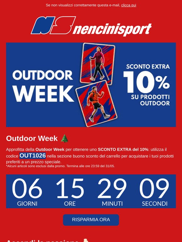 🌲 Sconto EXTRA 10% - Outdoor Week 🗺