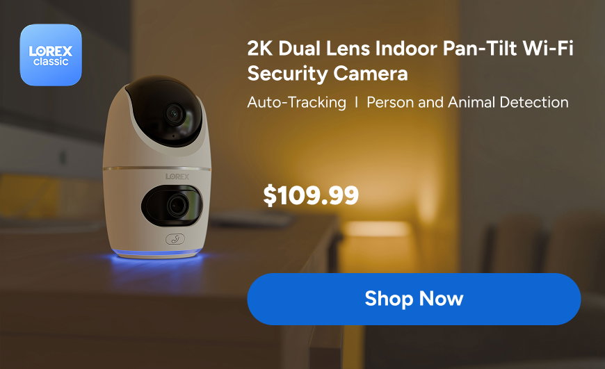 2K Dual Lens Indoor Pan-Tilt Wi-Fi Security Camera (32GB)