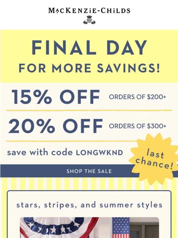 Memorial Day savings end TONIGHT