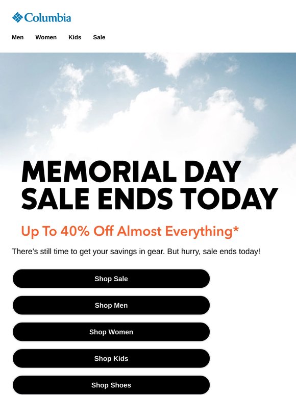 Up to 40% off ENDS TODAY.