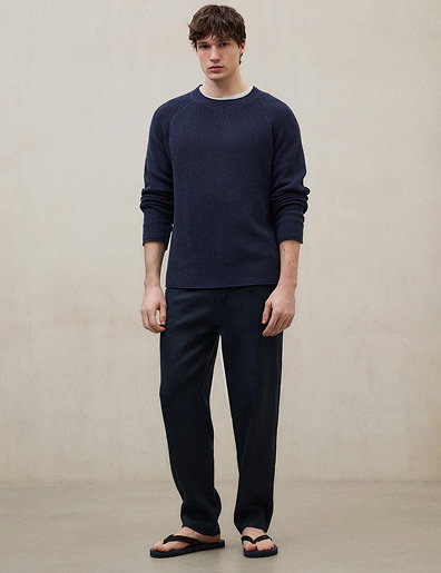 Navy Blue Ethiwin Linen Trousers