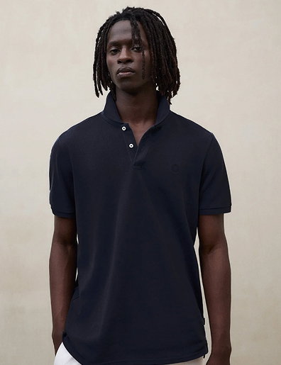 Tedan Navy Blue Piqué Polo Shirt