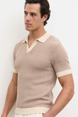 Orian Textured Stripe Knit Polo