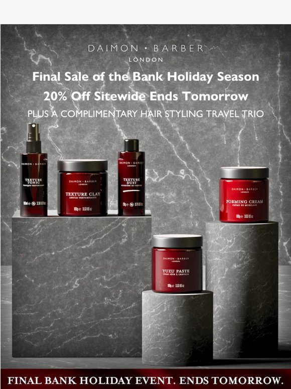 20% Off Sitewide Ends Tomorrow: Final Bank Holiday Sale