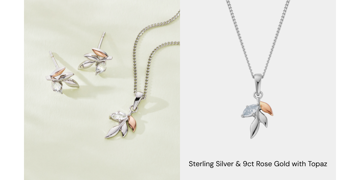 Royal Clogau® Sterling Silver Leaf Pendant with Topaz