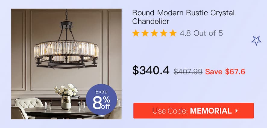 Round Modern Rustic Crystal Chandelier