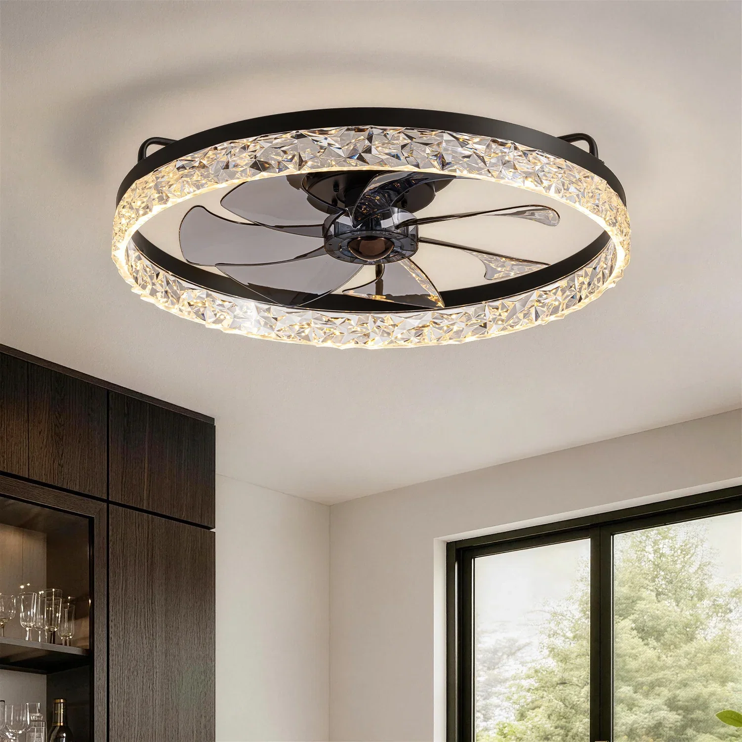 Image of Circular Ceiling Fan Light Modern And Simple Creative Embedded Integrated