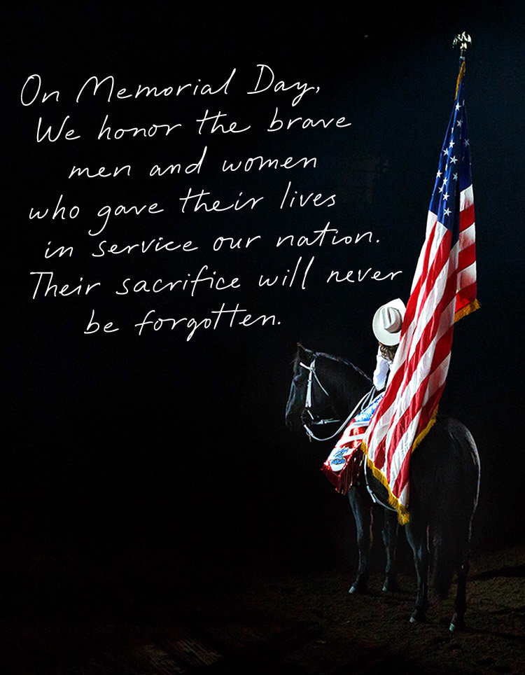On Memorial Day,   We honor the brave men and women who gave their lives     in service our nation. Their sacrifice will never  be forgotten.