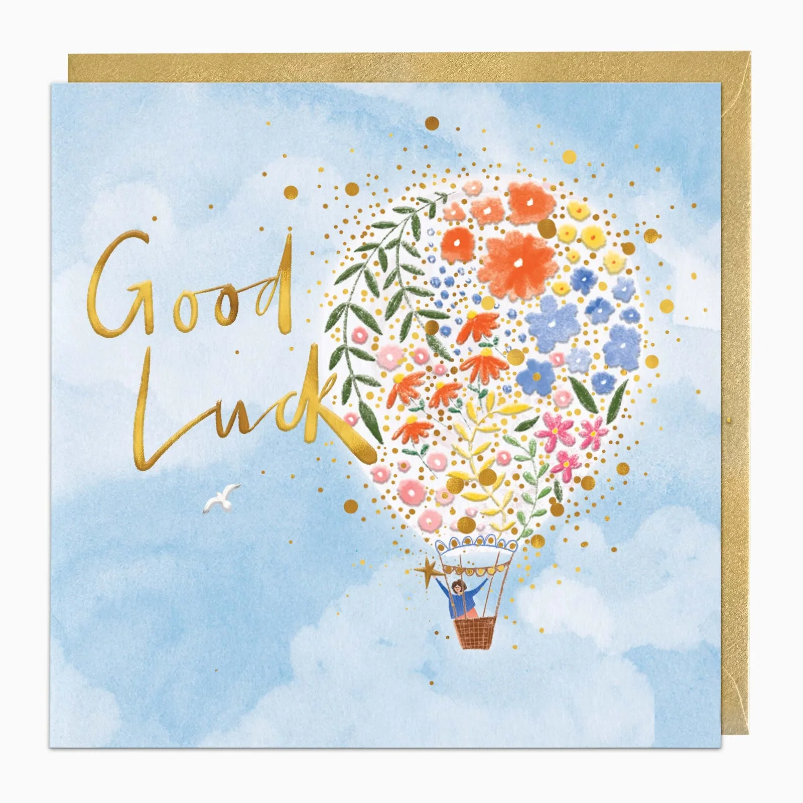 Image of H328 - Floral Balloon Good Luck Card