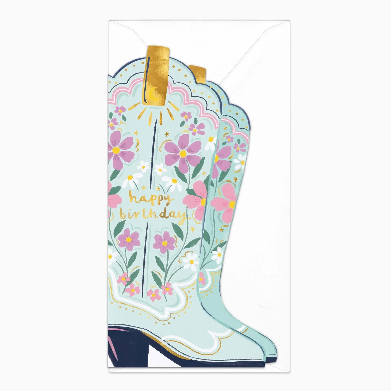 Image of H286 - Blue Cowboy Boot Birthday Card