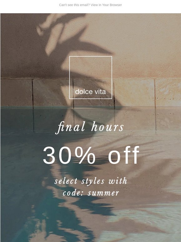 LAST DAY TO SHOP 30% OFF