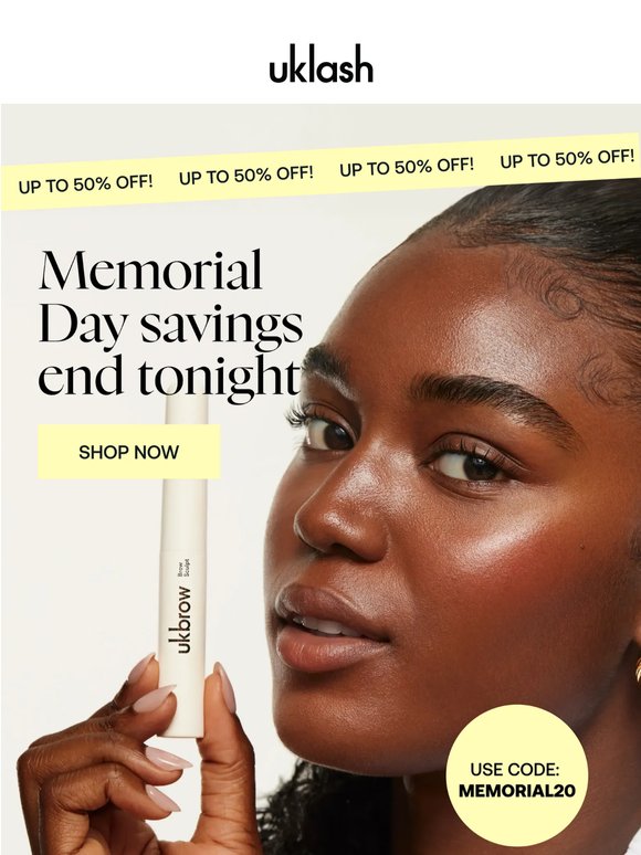 Up to 50% off ENDS TONIGHT!