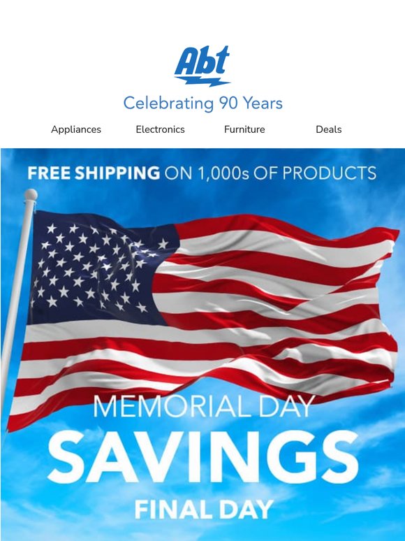 Final Day for Memorial Day Savings