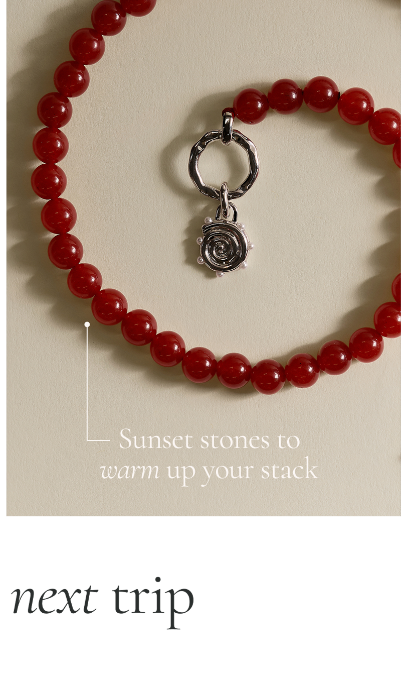 Sunset Red Beaded Necklace in Gold