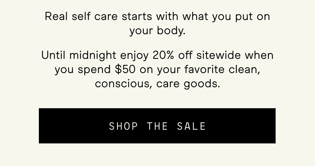 20% off when you spend $50+ on all items sitewide.