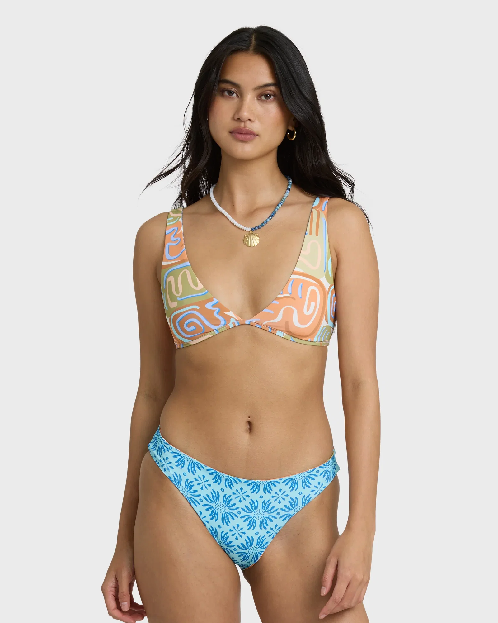 Image of Le Surf Reversible Lowrider Full Bikini Bottom - Orange Multi
