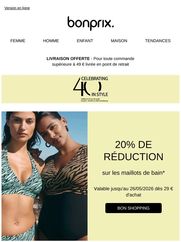 20% de réduction sur les maillots de bain 🩱🌴