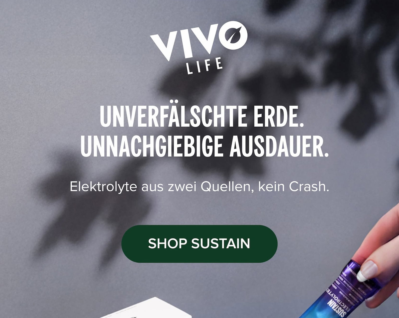 Unverfälschte Erde.  Unnachgiebige Ausdauer. Elektrolyte aus zwei Quellen, kein Crash.