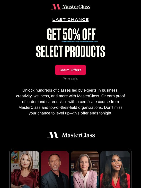 Ends Tonight: Get 50% off select products