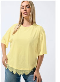 LIMITED COLLECTION Curve Yellow Lace Hem T-Shirt