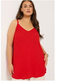 YOURS Curve Red Crinkle Swing Cami Top