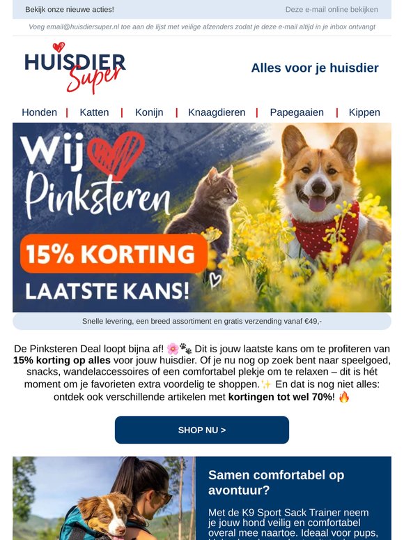 ⏰ Laatste kans: 15% Pinksterkorting!