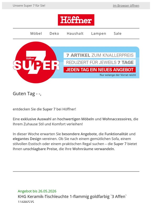 💝 7 Tage, 7 Angebote – Sichern Sie sich täglich exklusive Schnäppchen!