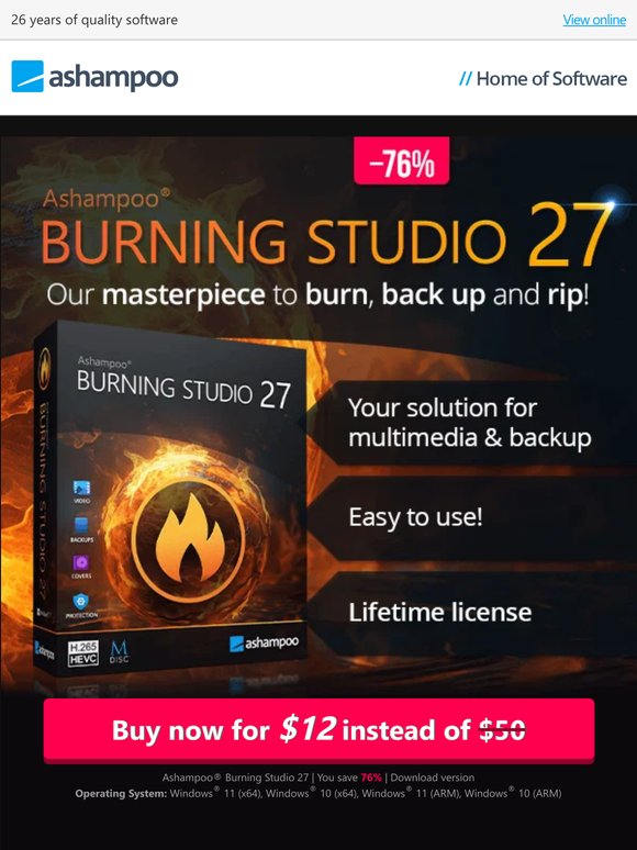 Ashampoo Burning Studio 27: The classic burning software – modern, reliable, future-proof