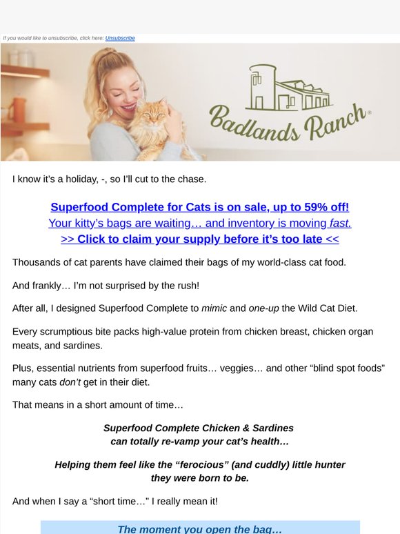 Your cat's Superfood Complete is waiting!
