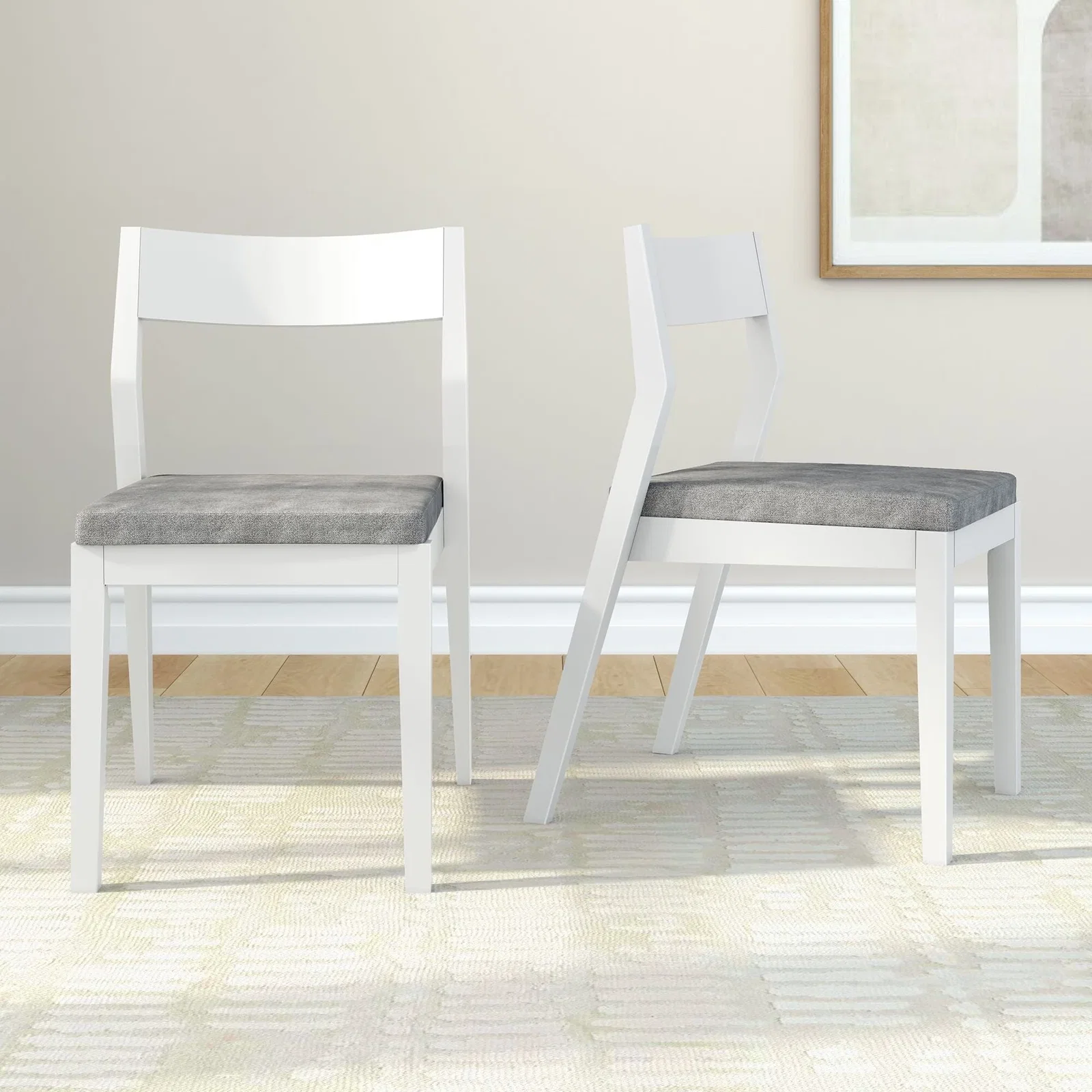 Image of Solid Wood Upholstered Dining Chair (Set of 2)
