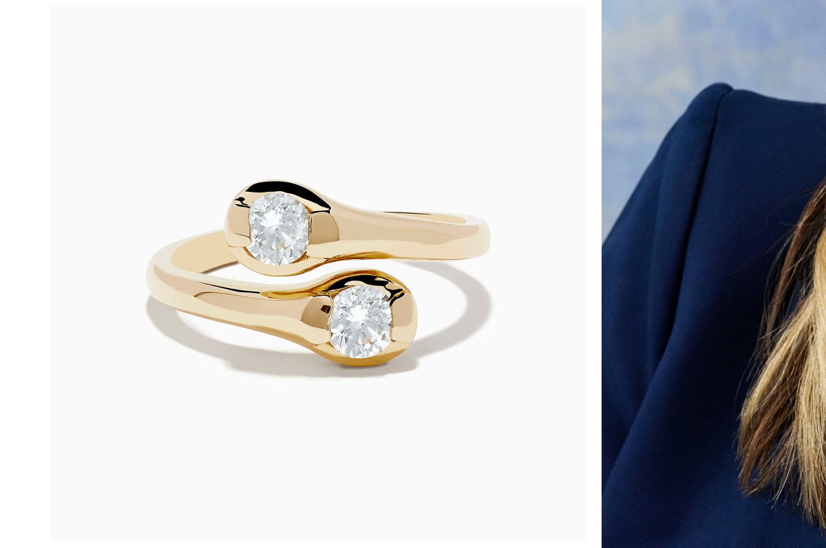 D'Oro 14K Yellow Gold Two-of-Us Diamond Ring, 0.59 TCW